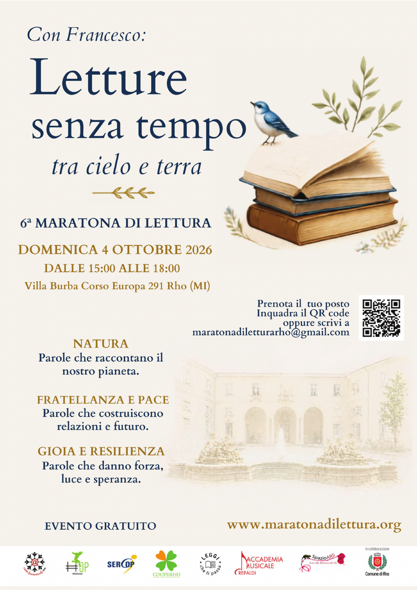 Locandina di 6º edizione Maratona di Lettura “Con Francesco: Letture senza tempo tra cielo e terra”