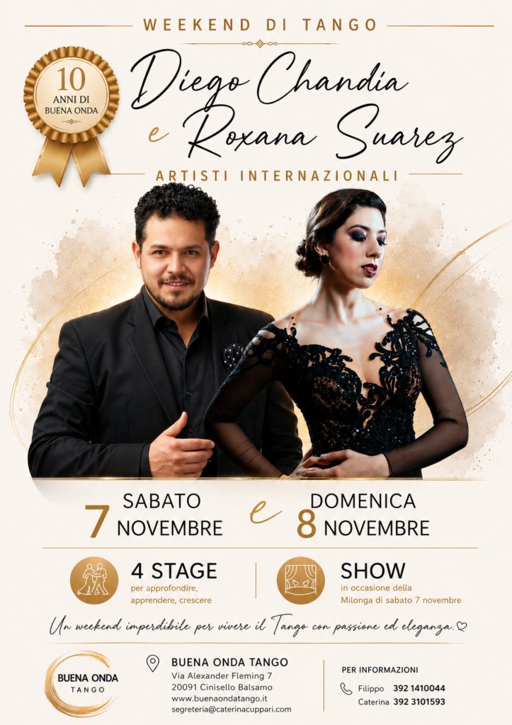 Locandina di 7 e 8 novembre 2026 - Diego Chandia e Roxana Suarez alla Buena Onda