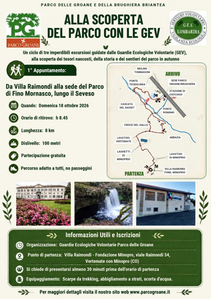 Locandina di Alla scoperta della Valle del Seveso con le Gev del Parco delle Groane