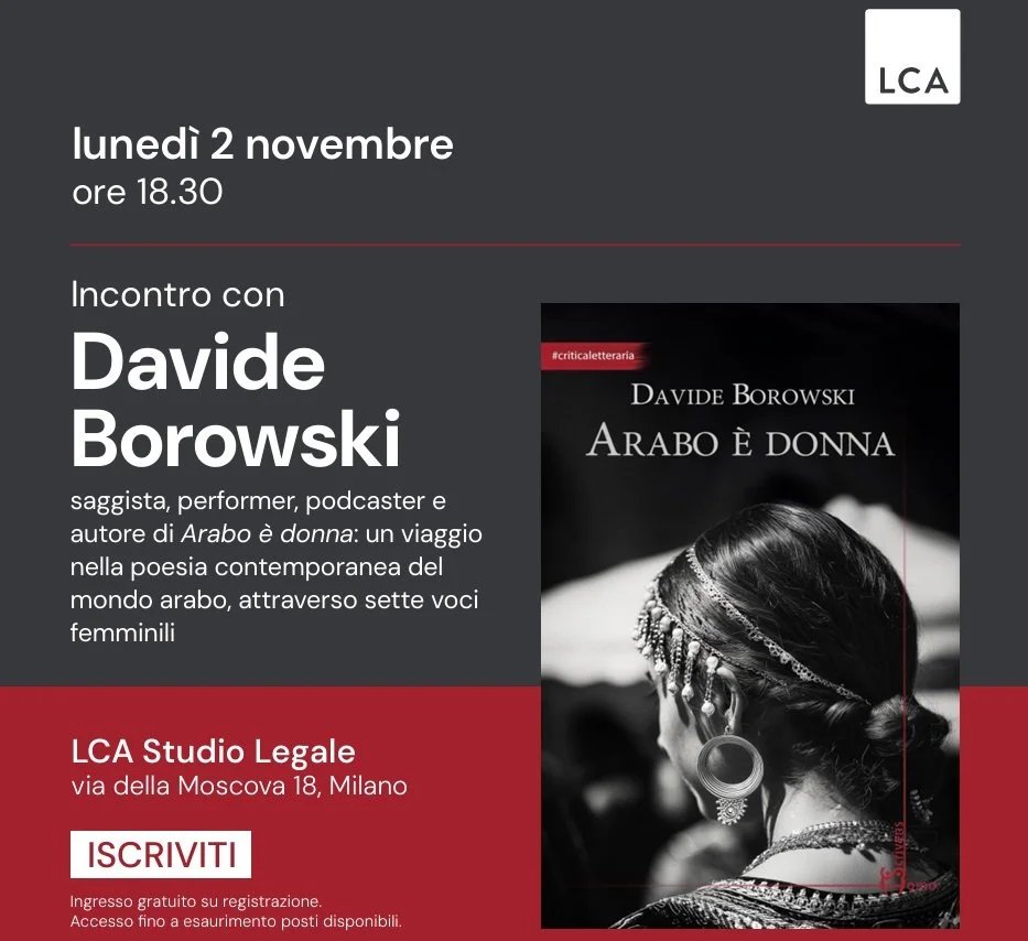 Locandina di “Arabo è donna” incontra il suo pubblico a Milano in data 02.11.26