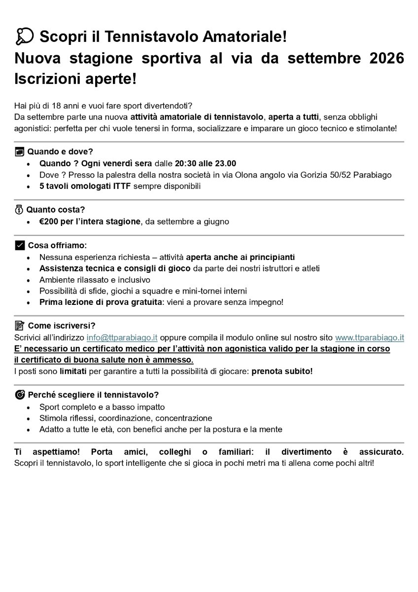 Locandina di ASD TT Parabiago - ASD TT Uboldo USacli