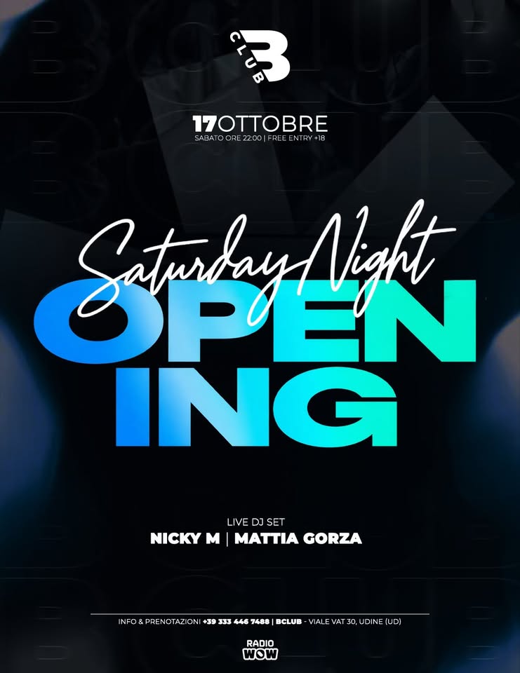 Locandina di B Club – Opening Saturday night – 17 Ottobre 2026