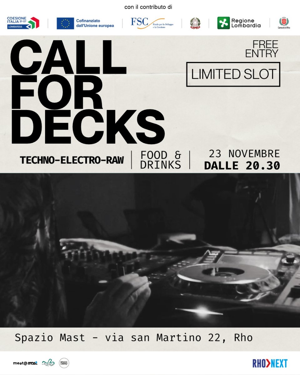 Locandina di CALL FOR DECKS: la musica elettronica torna a Spazio MAST