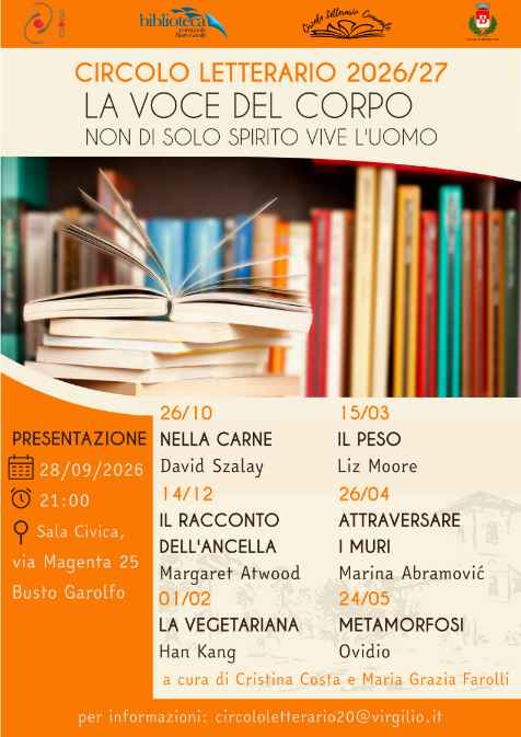 Locandina di Circolo Letterario 2026/2027 "La voce del corpo. Non di solo spirito vive l'uomo" - Presentazione