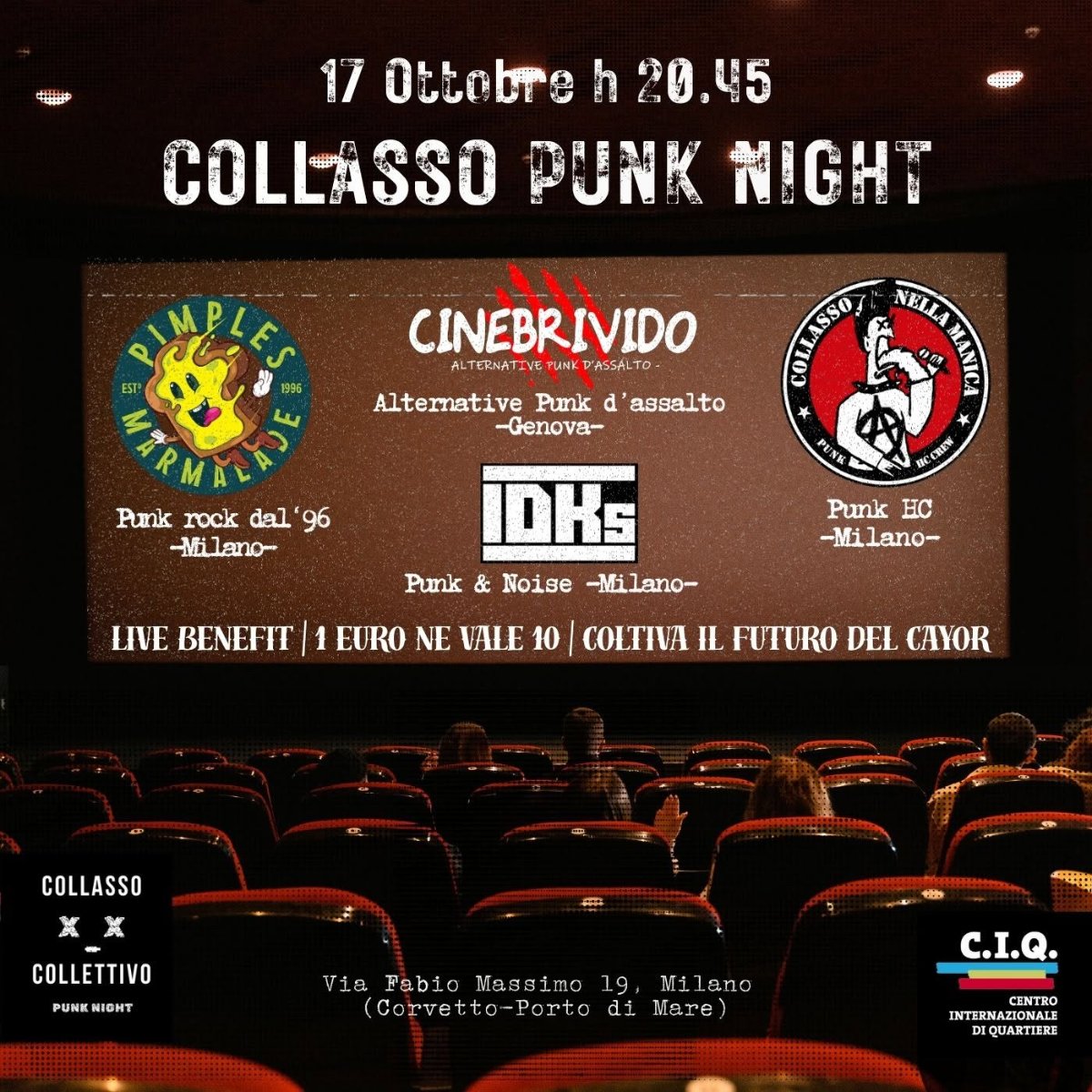 Locandina di COLLASSO PUNK NIGHT – Live Benefit | IDKs + Pimples Marmalade + Cinebrivido + Collasso Nella Manica