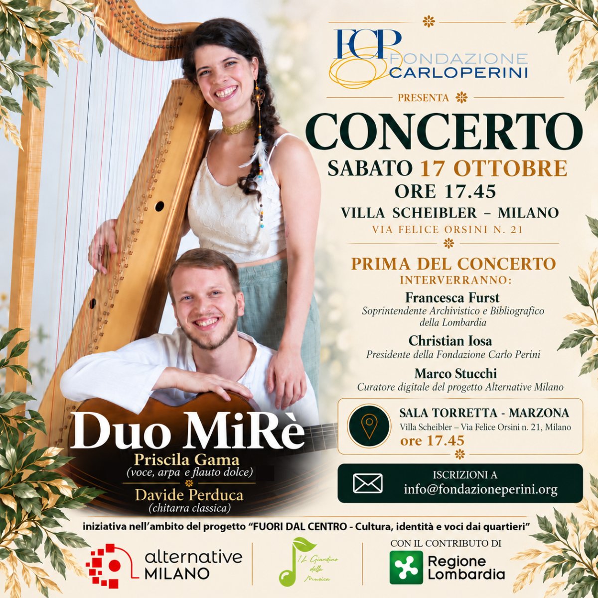 Locandina di Concerto Duo Miré a Villa Scheibler