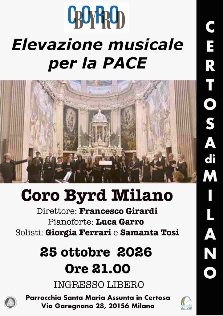 Locandina di Coro Byrd Milano “Elevazione musicale per la pace”