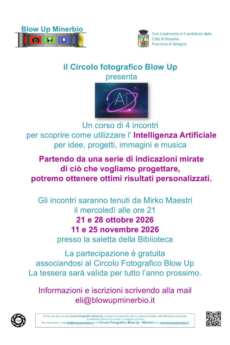 Locandina di Corso Intelligenza Artificiale in fotografia