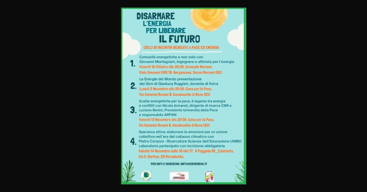Locandina di Disarmare l’energia per liberare il futuro