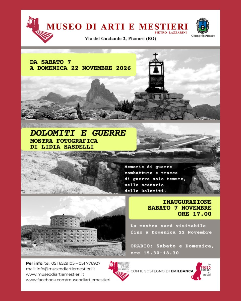 Locandina di Dolomiti e Guerre: mostra fotografica di Lidia Sasdelli