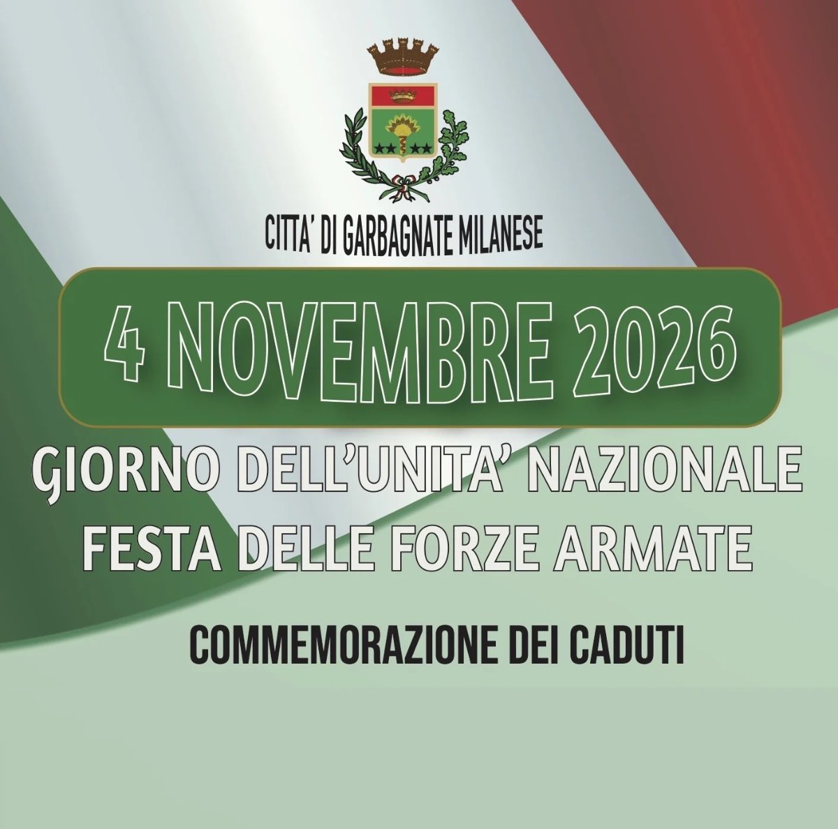 Locandina di Giorno dell’Unità Nazionale - Festa delle Forze Armate - Commemorazione dei Caduti