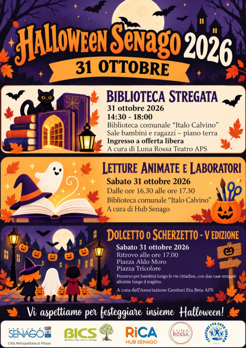 Locandina di Halloween a Senago 2026 – Letture animate e laboratori