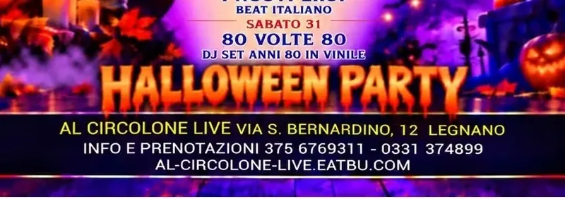 Locandina di Halloween al Circolone di Legnano con la Febbre degli Anni 80