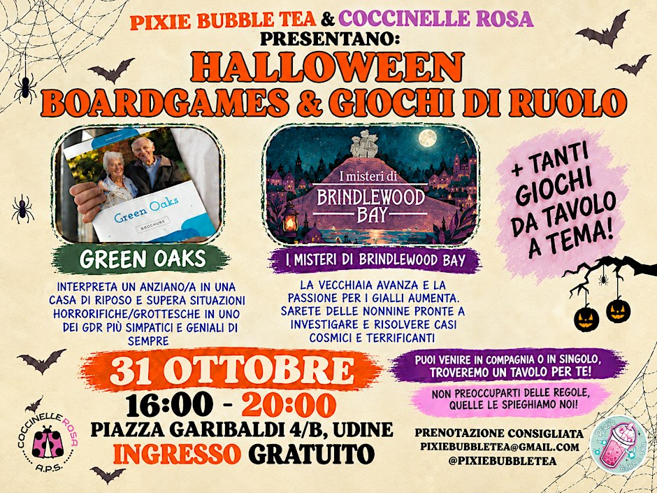 Locandina di HALLOWEEN BOARDGAMES & GIOCHI DI RUOLO da PIXIE BUBBLE TEA A UDINE