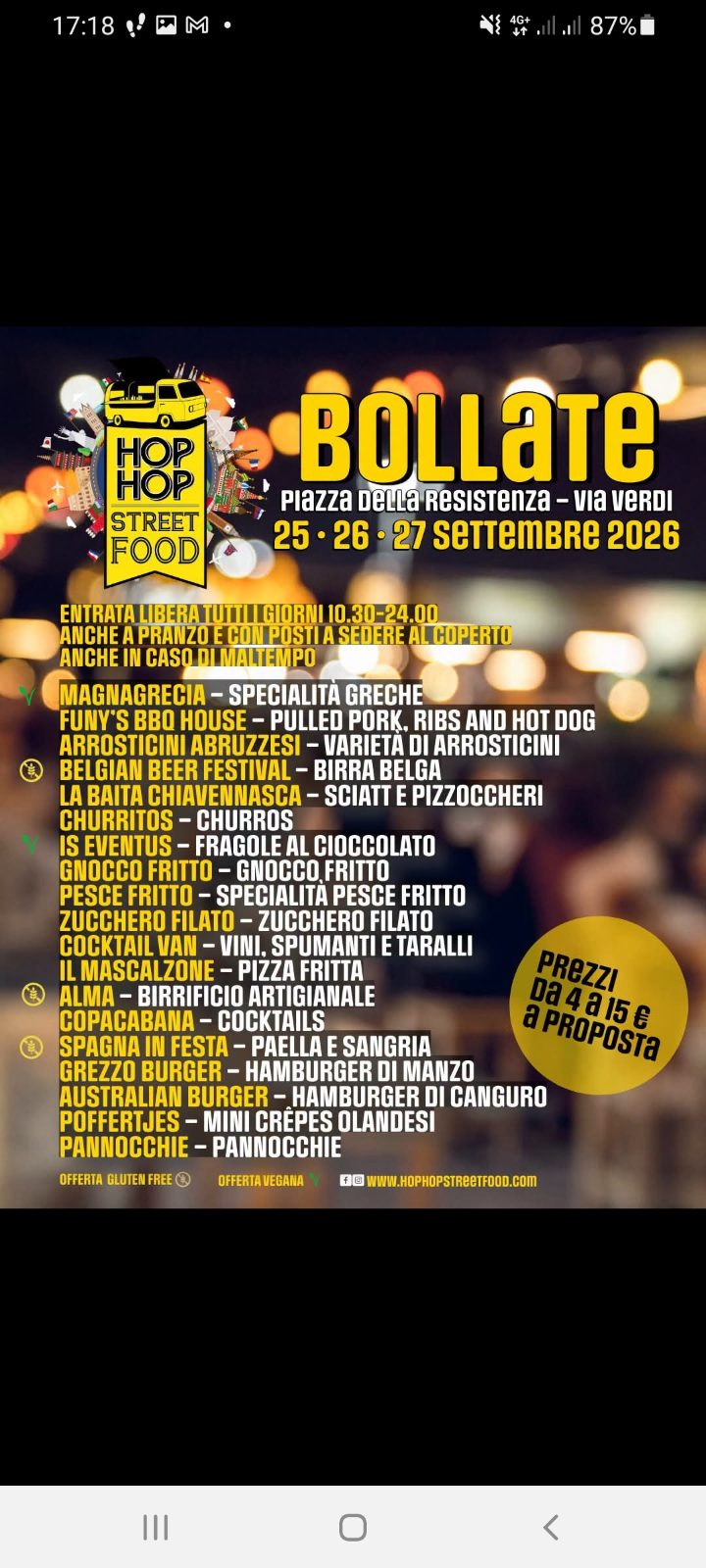 Locandina di Hop Hop Street Food a Bollate