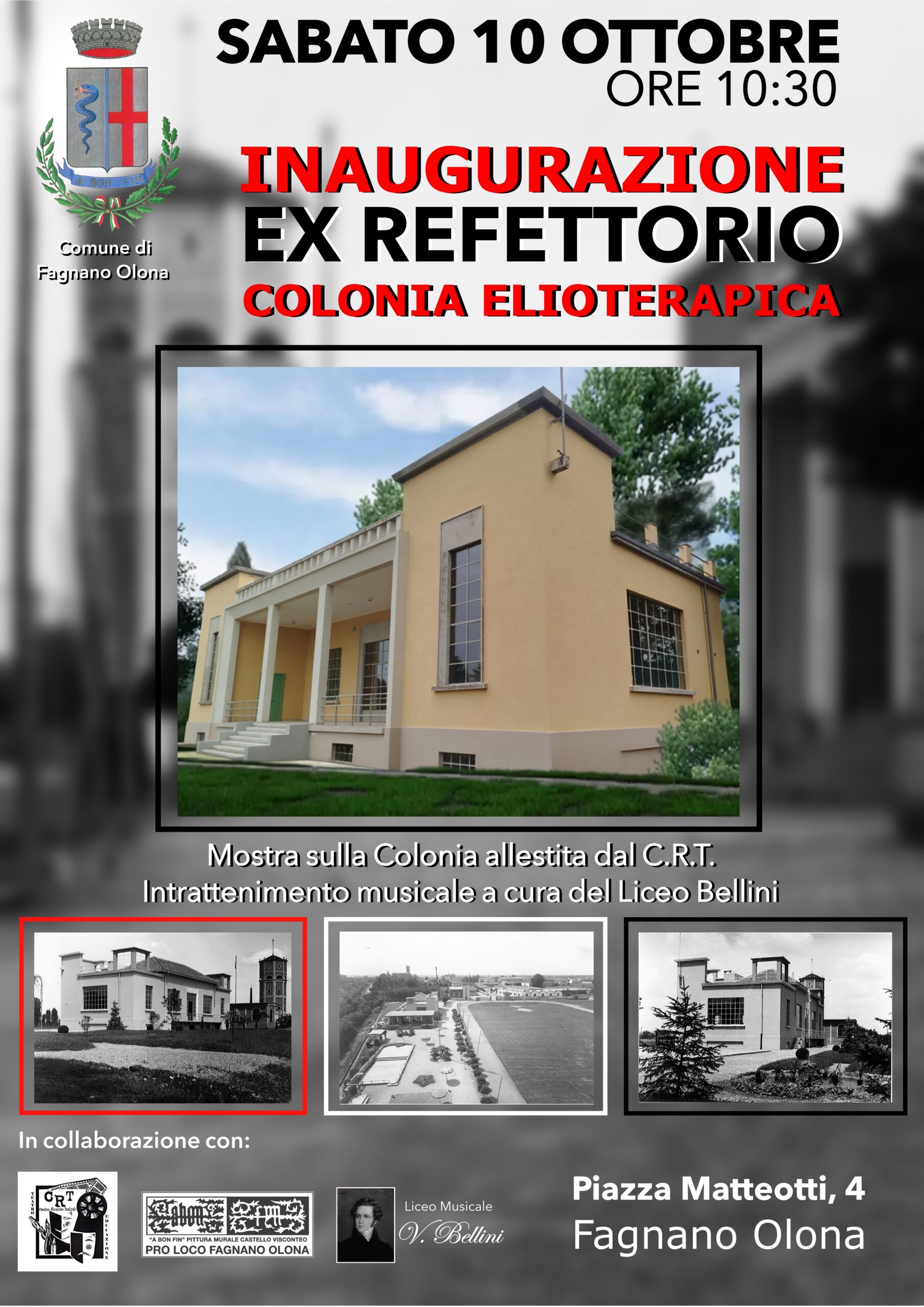 Locandina di Inaugurazione dell’Ex Refettorio della Colonia Elioterapica
