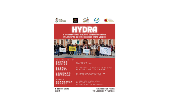 Locandina di Inchiesta “Hydra”: a Corsico un incontro pubblico