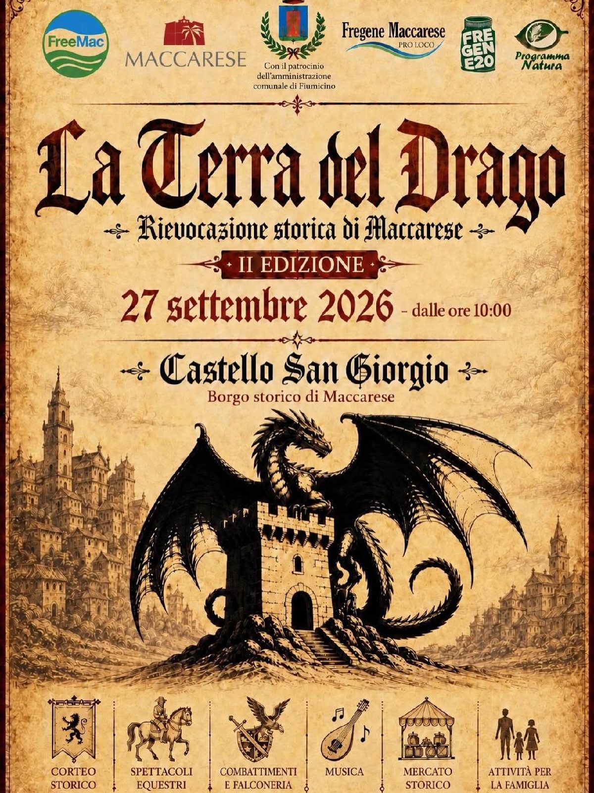 Locandina di La Terra del Drago – Rievocazione storica di Maccarese