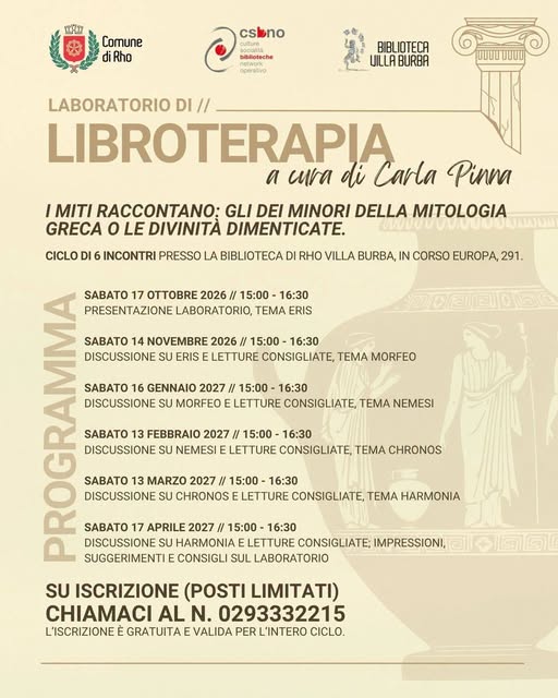 Locandina di Laboratorio di libroterapia a cura di Carla Pinna