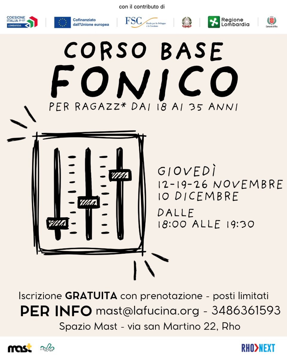 Locandina di MAST+ ACADEMY: al via il corso base di fonico