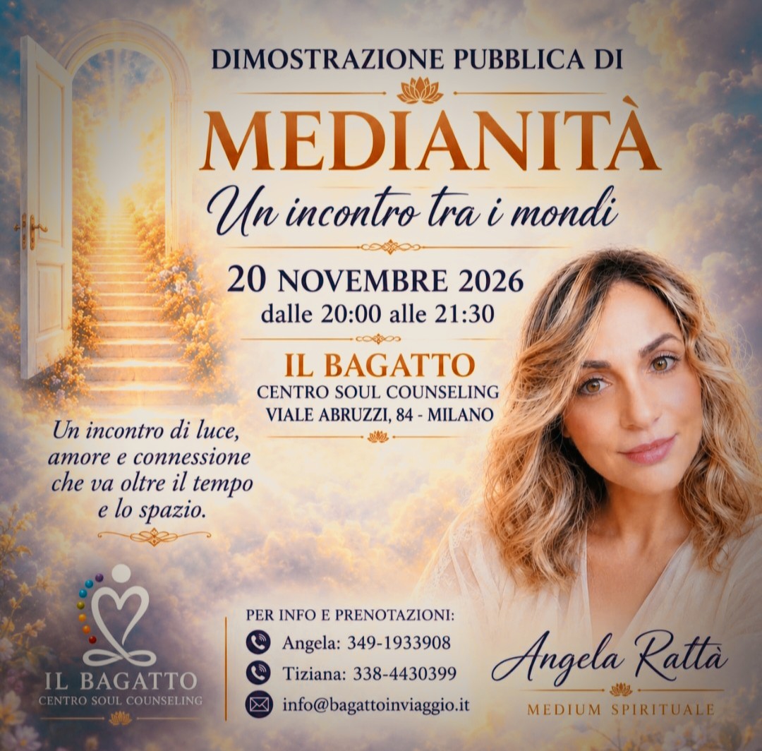 Locandina di Medianità pubblica con Angela Rattà