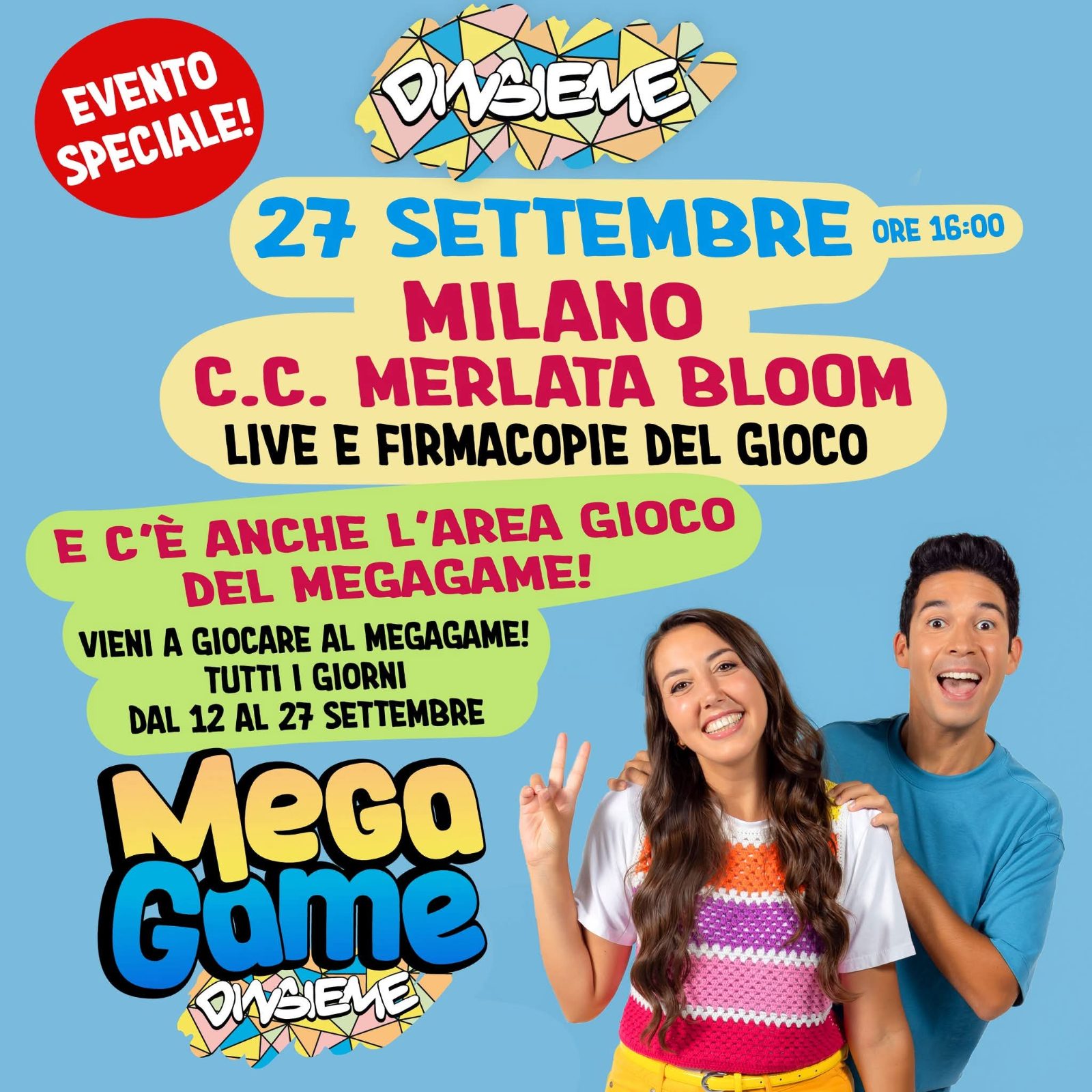 Locandina di Megagame DinsiemE: mini live-show e firmacopie