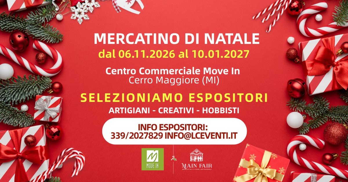 Locandina di Mercatino di Natale Centro Commerciale Move In