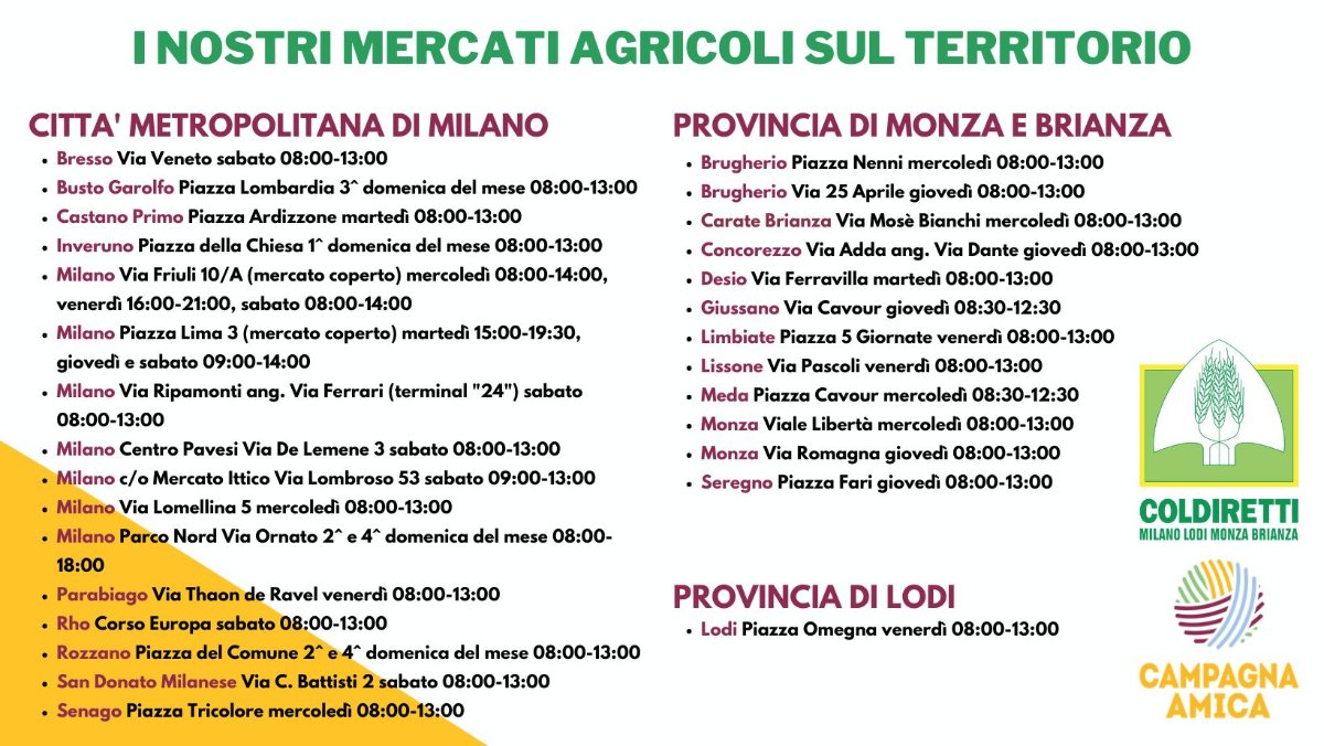 Locandina di Mercato Campagna Amica al Parco Nord