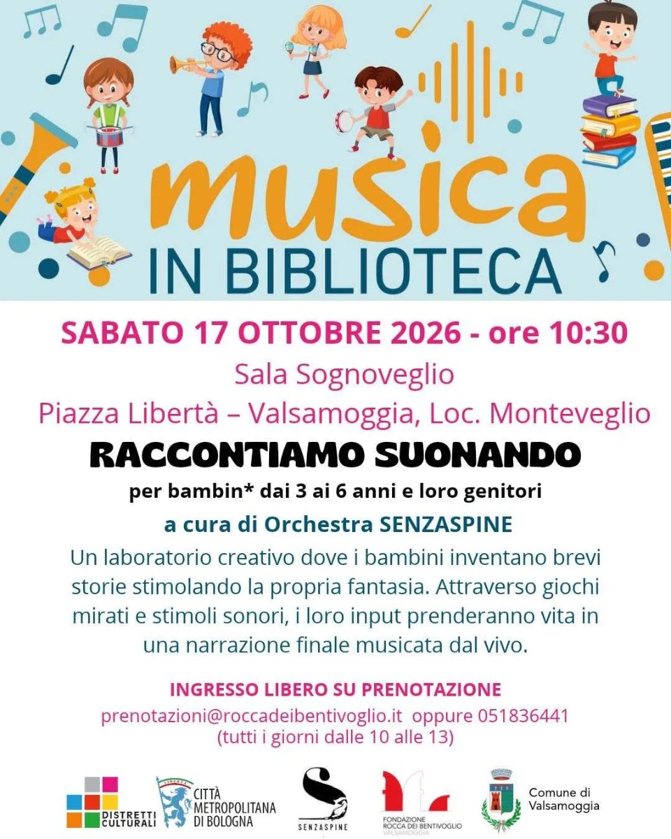 Locandina di Musica in Biblioteca 2026: Raccontiamo Suonando
