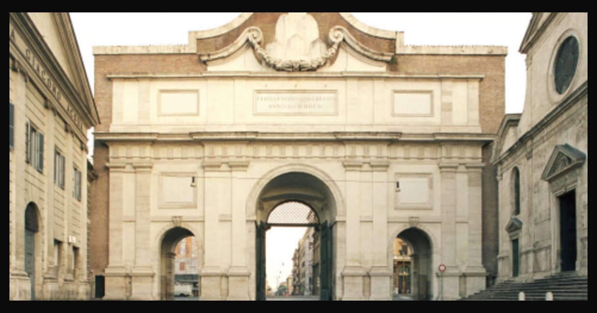 Locandina di Porta del Popolo, ingresso al Sito UNESCO di Roma
