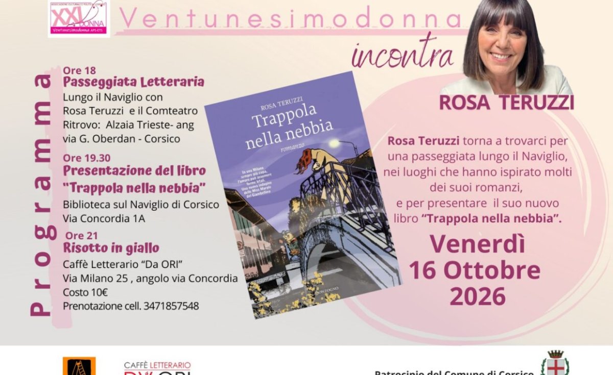 Locandina di Presentazione di “Trappola nella nebbia” con Rosa Teruzzi