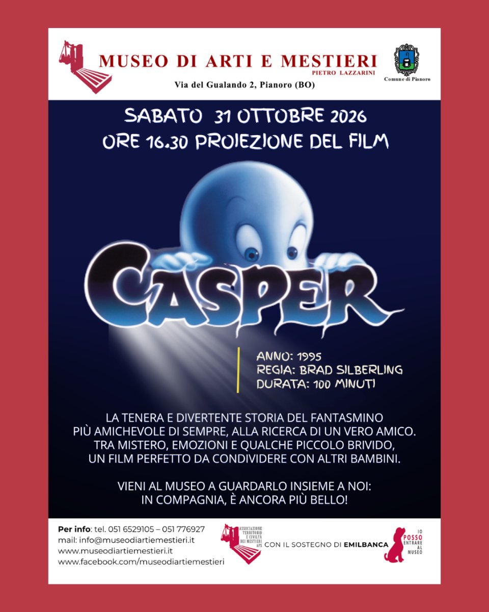 Locandina di Proiezione del film Casper al Museo di Arti e Mestieri