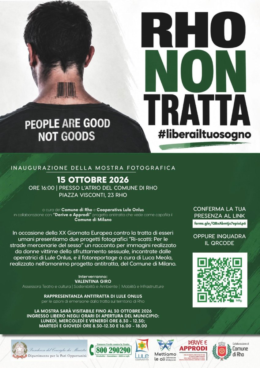 Locandina di Rho non Tratta - Mostra fotografica contro la tratta e lo sfruttamento delle donne