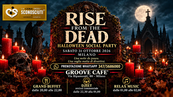 Locandina di Sabato 31 Ottobre 2026 HALLOWEEN SOCIAL PARTY con aperitivo e DJset al Groove Cafè Milano