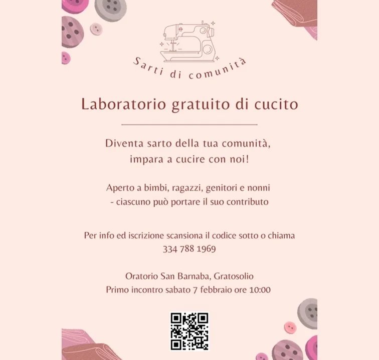 Locandina di Sarti di comunità - Corso gratuito di cucito
