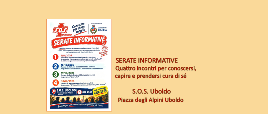 Locandina di serate informative - quattro incontri per conoscere, capire e prendersi cura di sè
