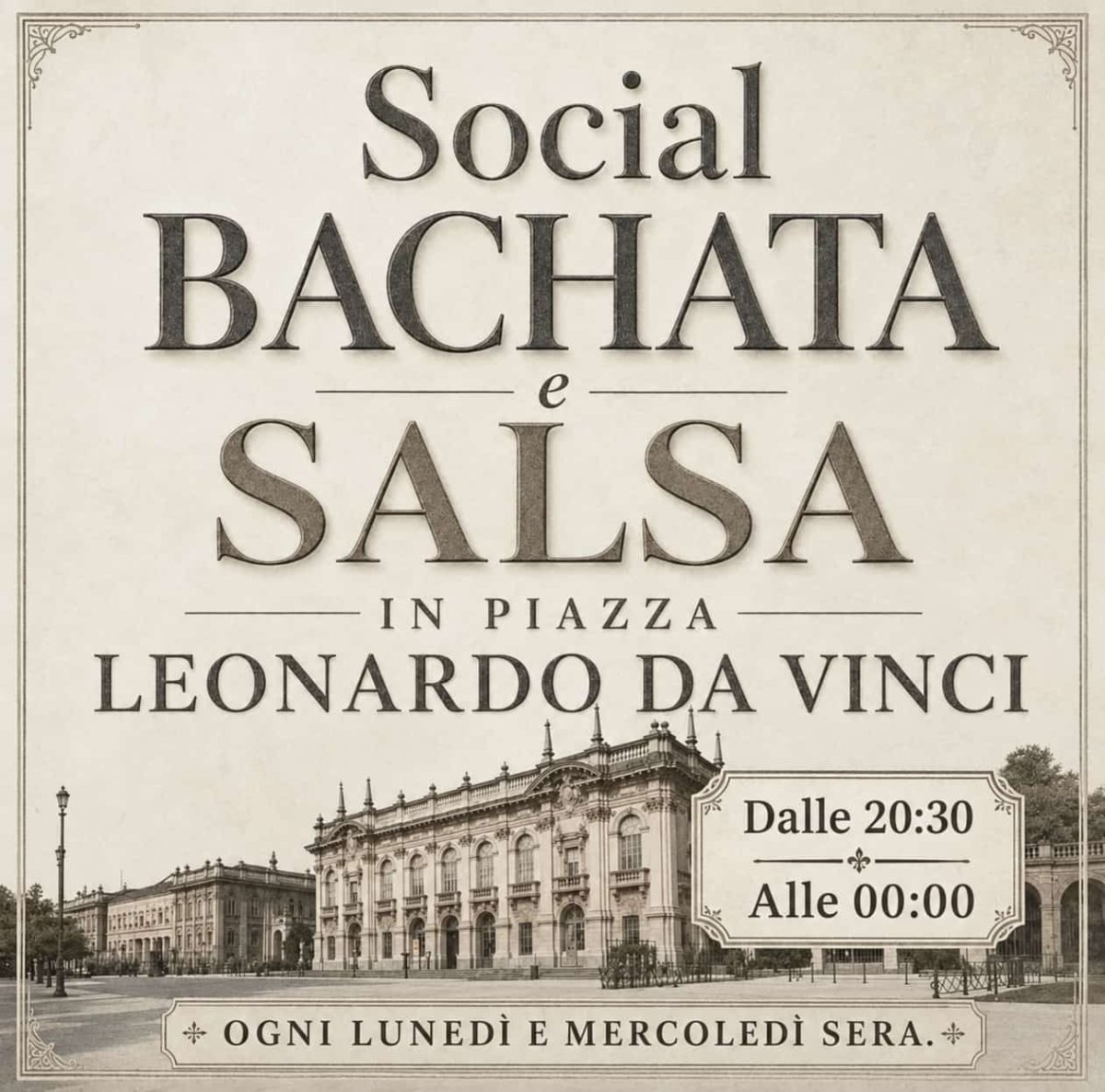 Locandina di Social BACHATA e SALSA in Piazza Leonardo da Vinci
