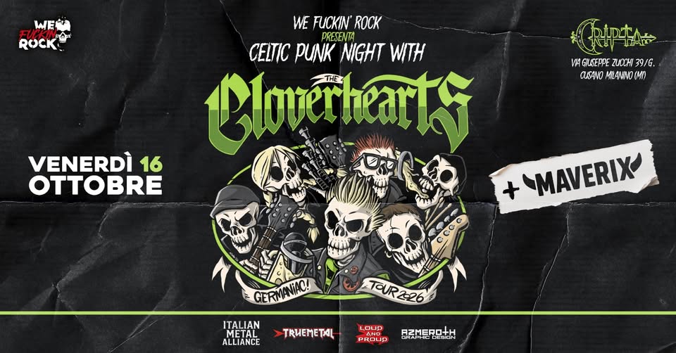 Locandina di The Cloverhearts guest – Celtic Punk Night Cusano Milanino IT
