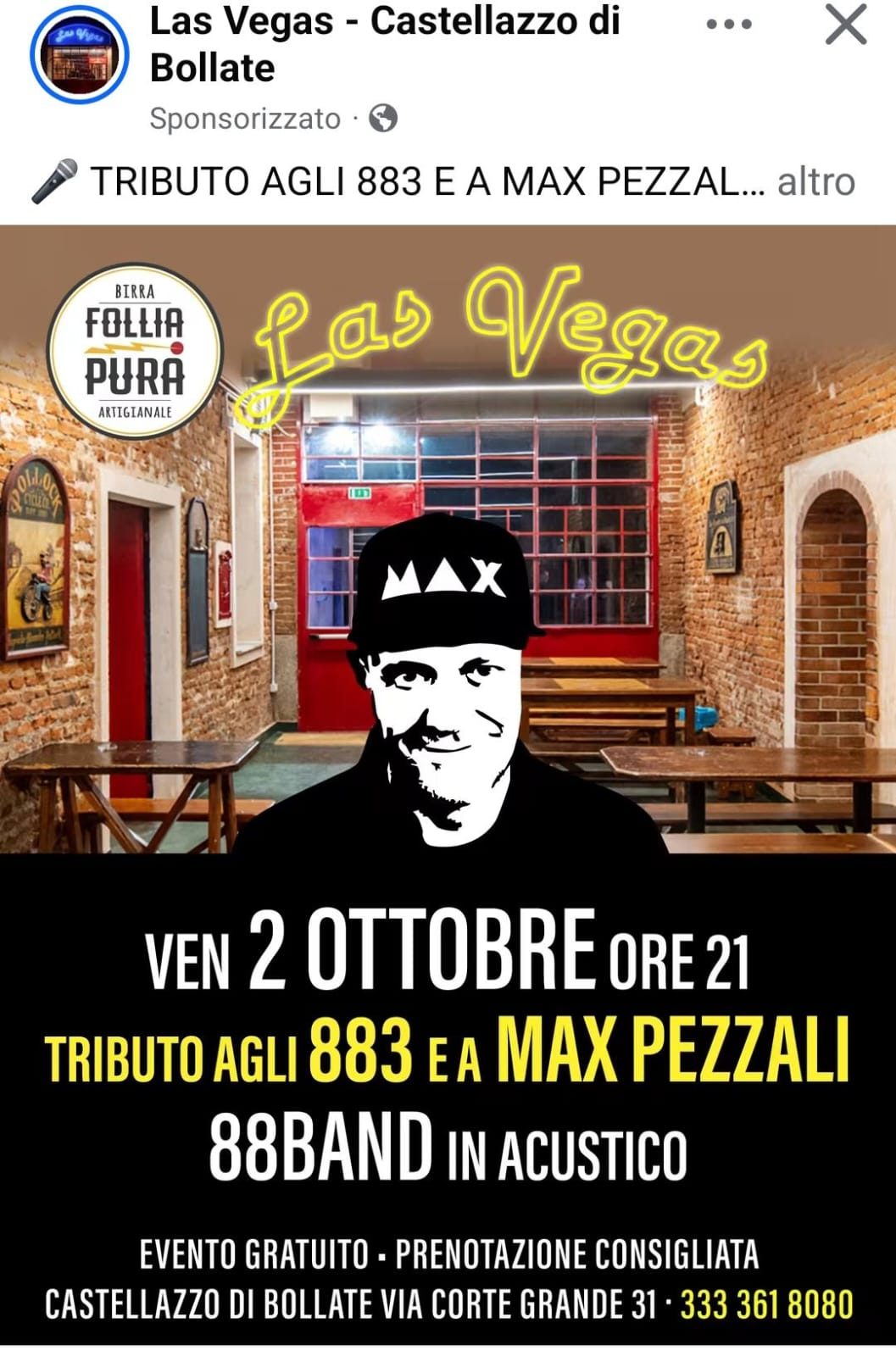 Locandina di Tributo agli 883 e a Max Pezzali • 88BAND in acustico