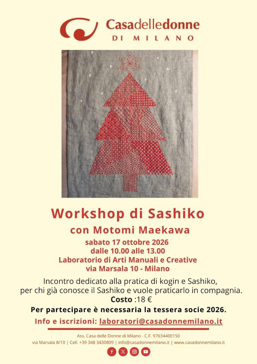 Locandina di Workshop di Sashiko con Motomi Maekawa